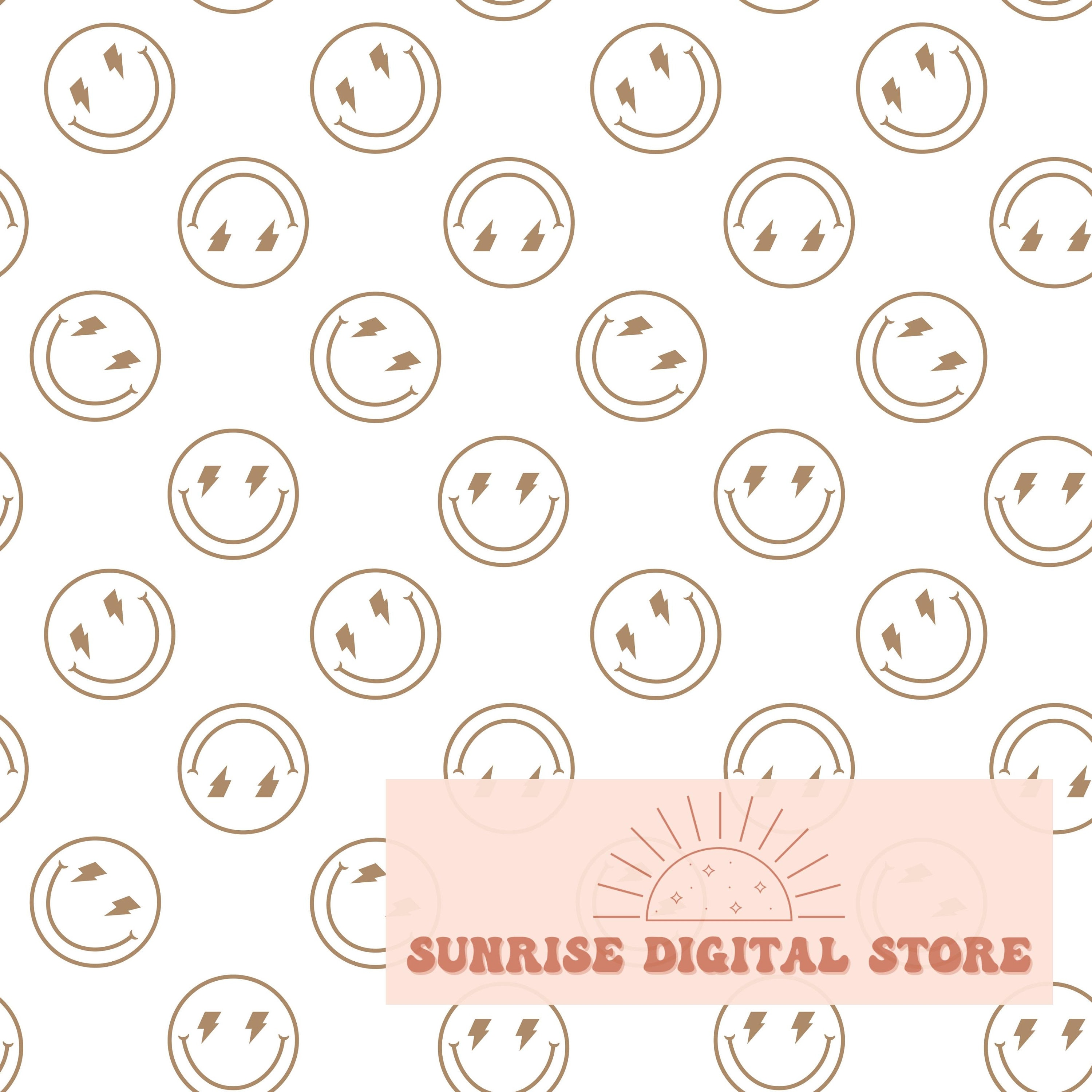 Lightning Eyes Smile Face Seamless Pattern, Happy Face Repeating ...