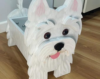 West Highland Westie Dog Handmade and Painted Wood Organizer Planter