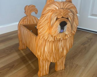 Chow Chow Dog Handmade and Painted Wood Organizer Planter