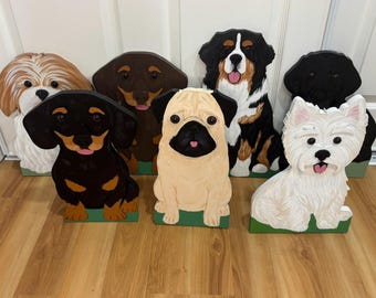 Dog Themed Wooden Doorstop (Labrador, Bernese, Dachshund, Golden Retriever, Westie, Pug, Shih Tzu)