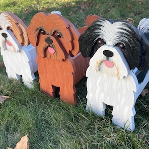 Shih Tzu 西施犬, Xi Shi, Lion Dog, Handmade and Painted Wood Organizer Planter - Ready to Ship