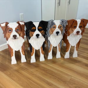 Australian Shepherd Handmade Wood Dog Organizer Planter