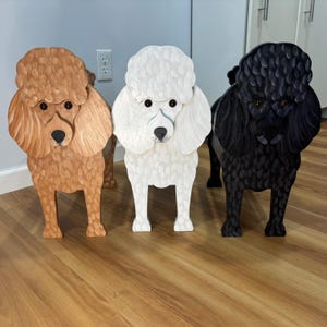 Poodle Dog Handmade and Painted Wood Organizer Planter