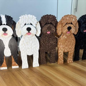 Doodle Aussiedoodle, Bernadoodle Dog Handmade and Painted Wood Organizer Planter