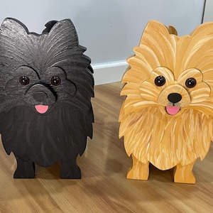 Pomeranian Dog Handmade and Painted Wood Organizer Planter - Ready to Ship