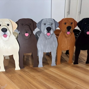 Labrador Retriever Dog Handmade and Painted Wood Organizer Planter