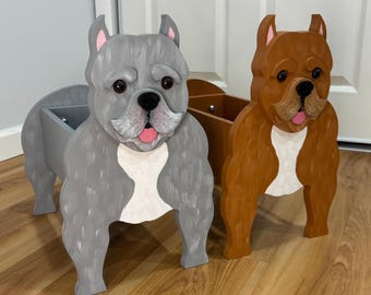 American Bully Handmade and Painted Wood Organizer Planter