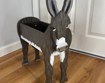 Donkey, Mule, Burro, Farm Animal Handmade and Painted Wood Organizer Planter - Ready to Ship
