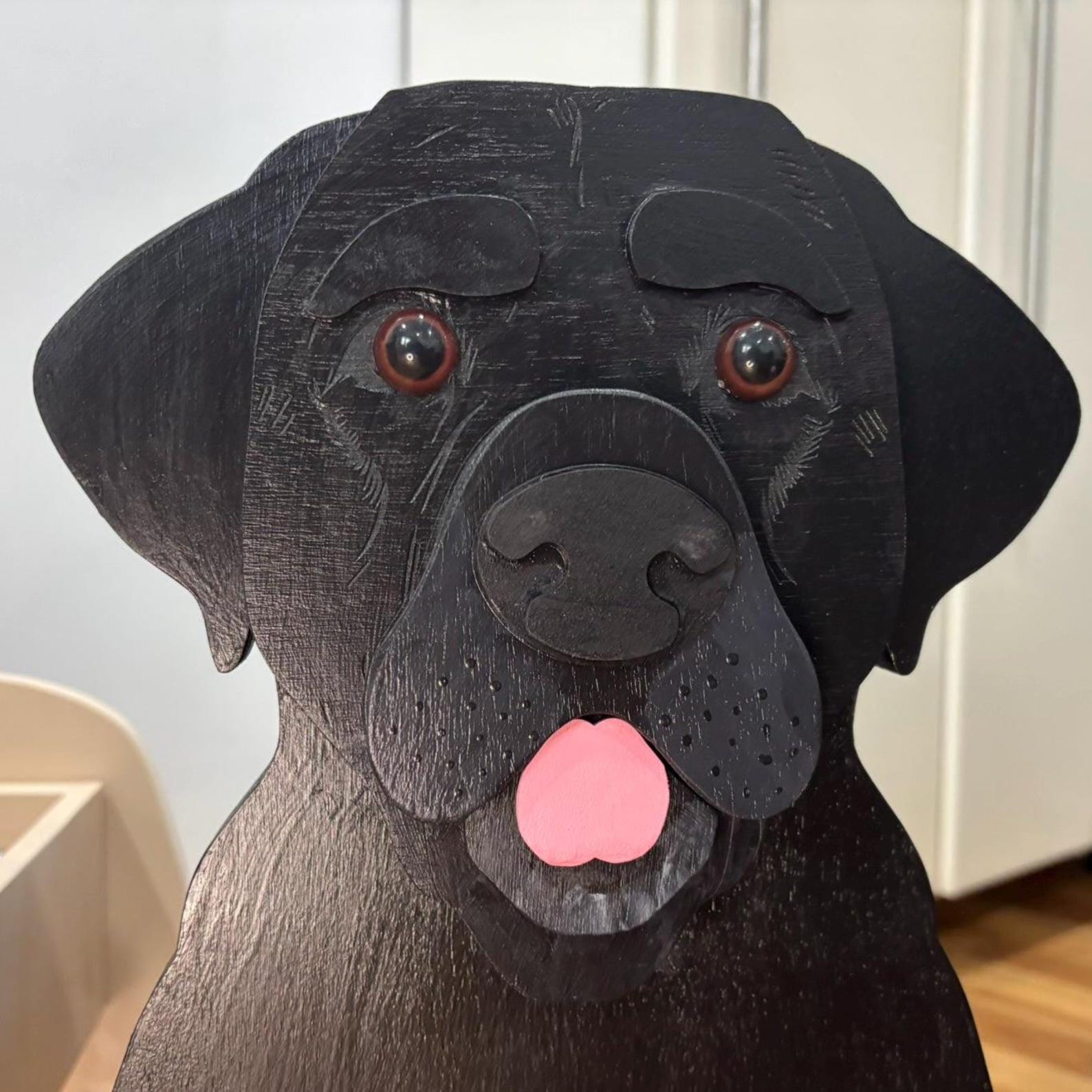 Labrador Retriever Dog Handmade and Painted Wood Organizer Planter - Black Lab