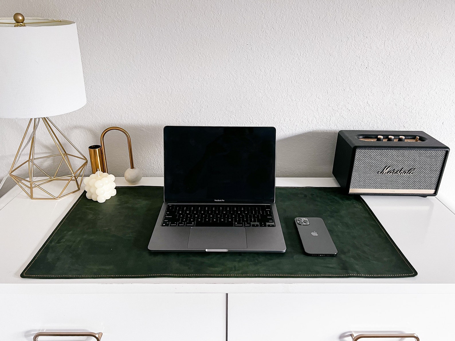 Leather Desk Mat Mousepad Green Desk Pad Desk Organizer Etsy