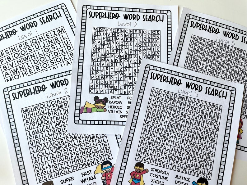Superhero Word Search Printable Games for Kids - Etsy