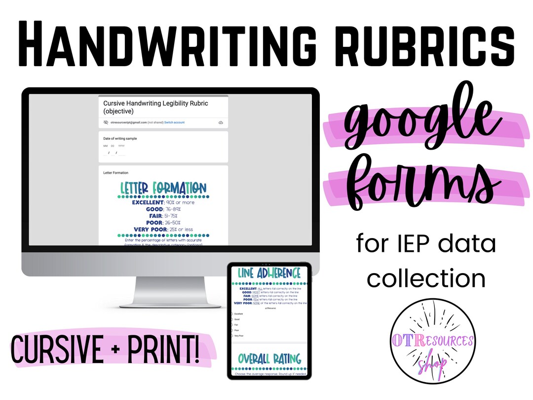 Handwriting Rubric, School OT, Progress Monitoring, Iep Data Collection