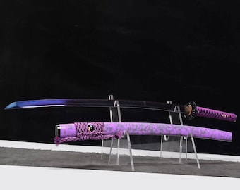 Handmade Violet Katana – Purple Blade Samurai Sword, Cosplay Display