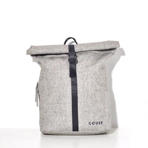 Grey Roll Top backpack, school, university, college bag, GIRLS. BOYS image 1