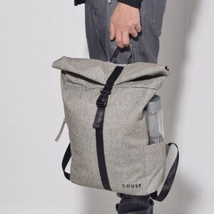 Grey Roll Top backpack, school, university, college bag, GIRLS. BOYS image 9