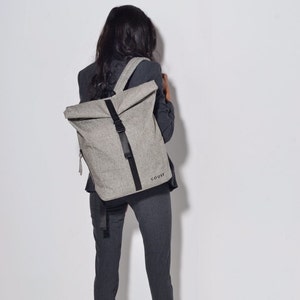 Grey Roll Top backpack, school, university, college bag, GIRLS. BOYS image 7