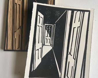 Hallway | Handprinted original linocut