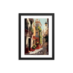 Sevilla (v3) framed poster, enhanced matte paper | Seville, Spain print | South of Spain travel poster