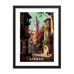 Lisboa, Alfama (v1), Portugal, framed poster, high quality enhanced matte paper | Lisbon print