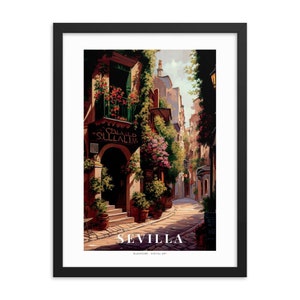Siviglia (v2), poster con cornice su carta spessa e opaca | Spagna del Sud travel poster