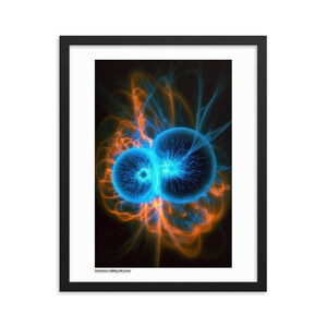 Antineutrini che collidono con protoni (v2b), poster con cornice | Collezione Cosmic Encounters, serie limitata | Carta fotografica premium