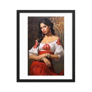Seville Flamenco Woman (v4), framed poster, enhanced matte paper | South of Spain travel poster