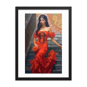 Seville Flamenco Woman (v7), framed poster, enhanced matte paper | South of Spain travel poster