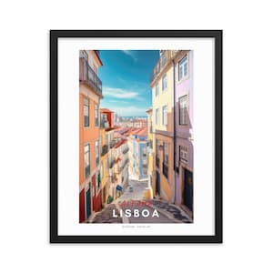 Lisboa, Alfama (v4), Portugal, framed poster, high quality enhanced matte paper | Lisbon print