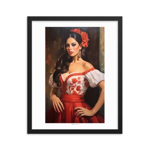 Seville Flamenco Woman (v1), framed poster, enhanced matte paper | South of Spain travel poster
