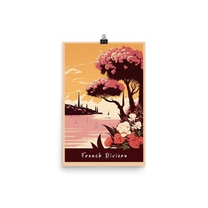 Riviera Francese Vintage (v2b) | Poster non incorniciato su carta opaca migliorata | Stampa Vintage