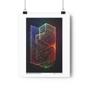 以下が含まれることがあります： グリッドパターンと接続された線を持つ、マルチカラーの3Dキューブを特徴とする抽象的な幾何学的画像。背景は、微妙なグラデーションで暗いです。テキスト「Additive Colour Space Quantum Image Representation Algorithm」は左下にあり、「RANGE: 75-99-7」は右下にあります。