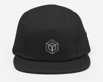 Embroidered Cube 5-Panel Cap - Minimalist Geometric Hat