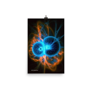 Antineutrini collidono con protoni (v2a), poster senza cornice | Collezione Cosmic Encounters, serie limitata | Carta fotografica premium