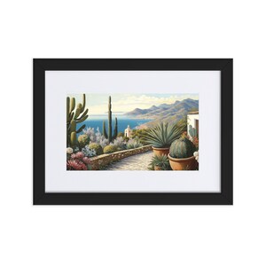 Costa Azzurra, Giardini Esotici d'Èze (v1), vista panoramica | Poster in carta opaca con cornice e cartoncino