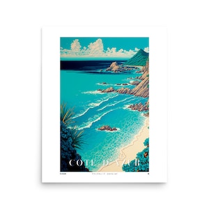 Costa Azzurra (v3) stile Ukiyo-e, poster su carta fotografica | Sud della Francia