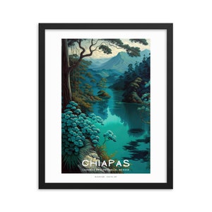 Lagunas de Montebello, Chiapas (v1), Messico, poster incorniciato, carta opaca migliorata | Laghi di Montebello, parco nazionale del Chiapas