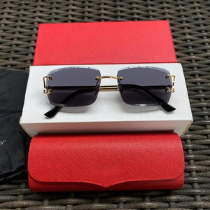 Fashion C Wire Black Sunglasses Rimless