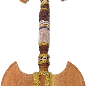 Hacha de agayu hacha de madera decorada con cuentas de cristal 24&quot;x11&quot; herramientas de santeria