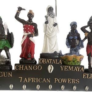 Estatua 7 potencias africanas 13&quot;x7&quot; alto santeria religion ifa