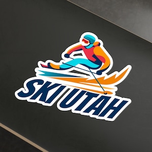 Ski Utah Sticker - Snow Skiiing Sticker, Snow Sticker, Skiing Sticker, Snowboarding, Utah Sticker, Winter Sticker, Winter Sports Sticker