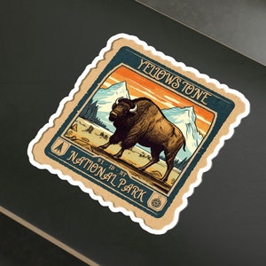 Explore Yellowstone National Park with our Illustrated Buffalo Sticker