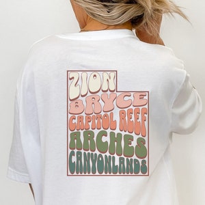 Utah Retro National Parks Shirt, Zion, Bryce, Capitol Reef, Arches, Canyonlands, Utah Shirt, Vacation Shirt