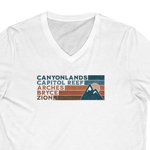 Vintage Utah Mighty Five V-Neck Shirt, National Parks Shirt, Arches Shirt, Bryce Canyon Shirt, Zion Shirt, Canyonlands, Capitol Reef, Utah