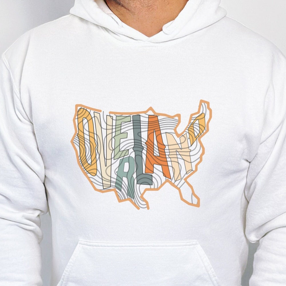 Overland Usa Topographic Hoodie, Overland Hoodie, Usa Hoodie, America Hoodie, Retro Style Hoodie, Cute Hoodie, Fun Hoodie Bespoketshirt
