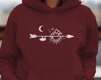 Wilderness Arrow Hoodie, Wild Explorer Hoodie, Hiking Sweater, Nature Lover Sweatshirt, Buffalo Hoodie, Mountain Sweater,Arrow Tee