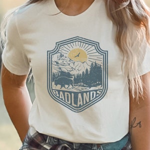 Badlands National Park with Buffalo and Scenic Landscape, Badlands Shirt, Summer Shirt, Vacation Shirt, Travel Shirt, National Park Shirt
