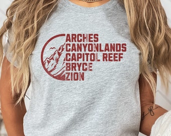 Utah Mighty Five Shirt, National Parks Shirt, Arches Shirt, Bryce Canyon Shirt, Zion Shirt, Canyonlands, Capitol Reef, Utah T-Shirt