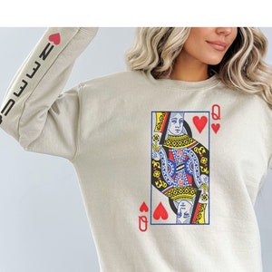 Queen Poker Card Long Sleeve Sweatshirt, Queen poker card, Queen sweatshirt, Poker-themed sweatshirt
