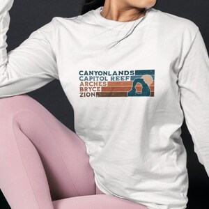 Delicate Arch Utah Mighty Five Long Sleeve Shirt, National Parks Shirt, Arches, Bryce Canyon, Zion Shirt, Canyonlands, Capitol Reef,
