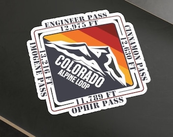 Alpine Loop Colorado Sticker, Engineer Pass, Cinnamon Pass, Ophir Pass, Imogene Pass, Camping, Hiking, Vacation Sticker, Great Outdoors